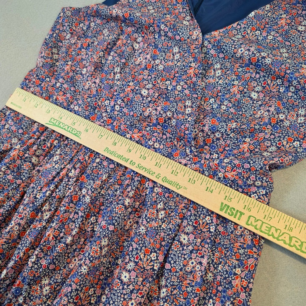 J.Crew Liberty London Fabric Floral V-Neck Midi Dress Pockets  K7809 Womens 14 - Picture 12 of 13